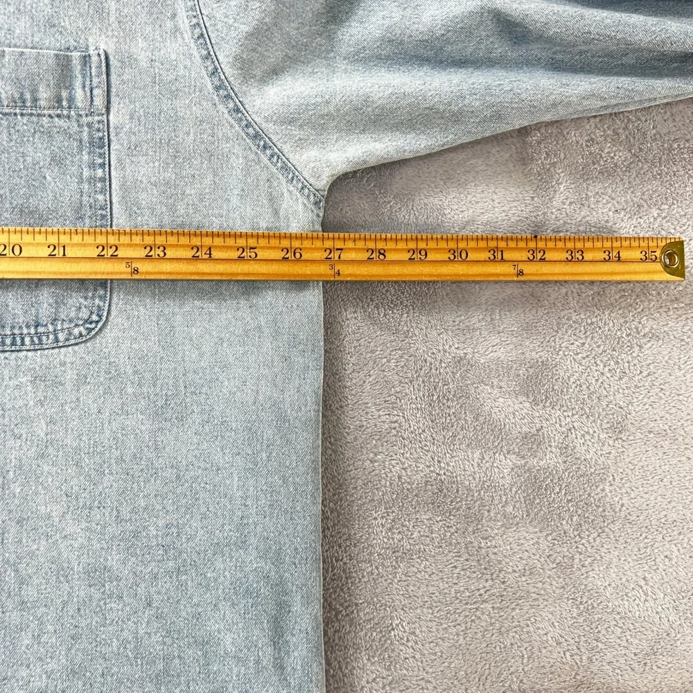 Vtg 90s Adirondack Savile Row Denim Shirt Men XXL Light Wash 90s Cotton Workwear